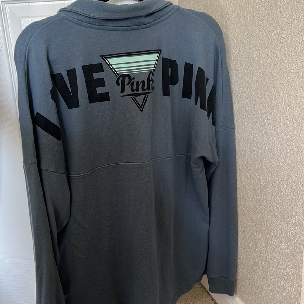 Pink Oversized Varsity Half-Button Sweatshirt - image 3